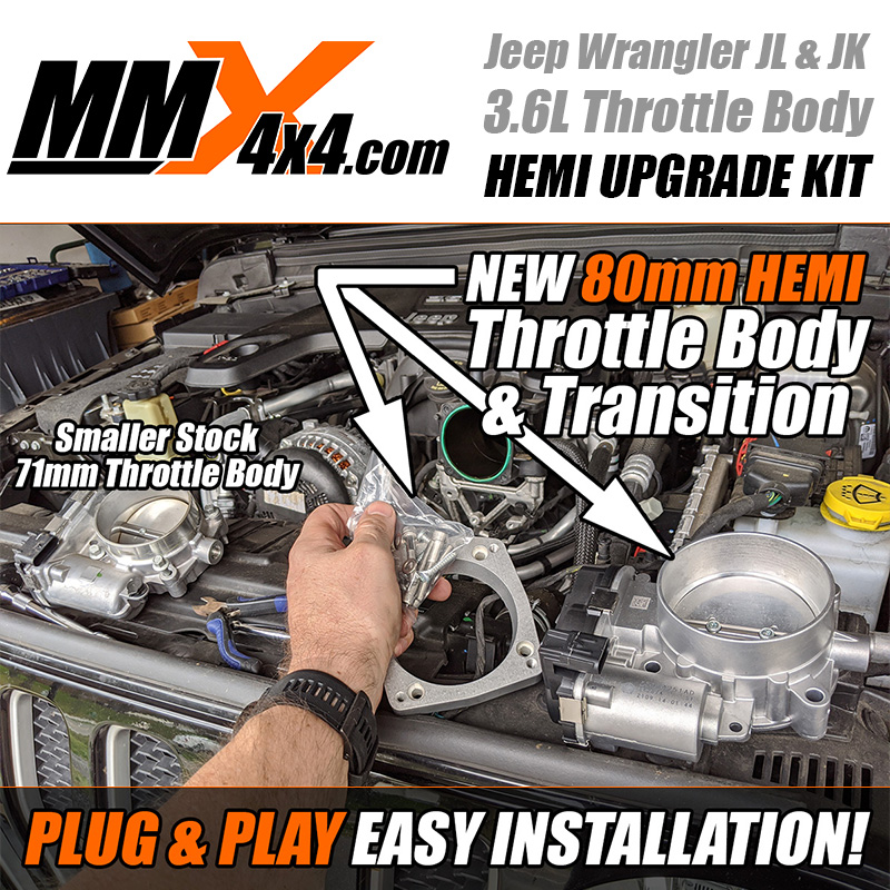 HEMI 80mm Throttle Body and Adapter to Pentastar V6 Intake Manifold Kit by MMX4x4