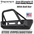 Jeep Wrangler JL Steel Front Bumper - Stubby With Bull Bar by Reaper Off Road