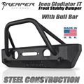 Jeep Gladiator JT Steel Front Bumper - Stubby With Bull Bar by Reaper Off Road
